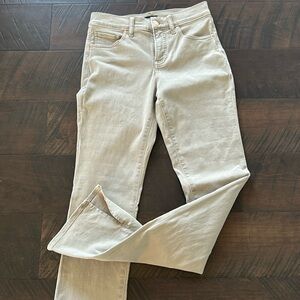 Express SKYSCRAPER Tan stretch jean size 2 slit bottom